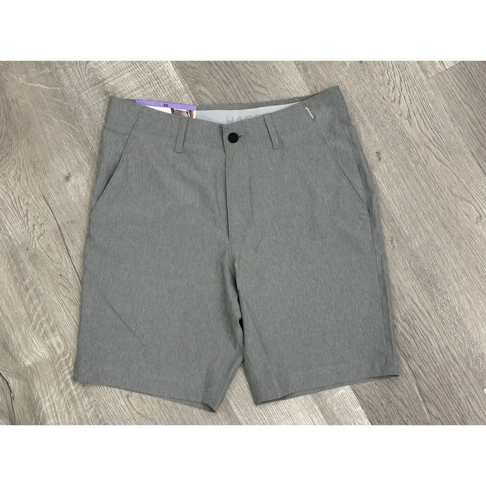Haggar Mens Performance Short 30 Gray Moisture Wicking Stretch Flex Band NEW